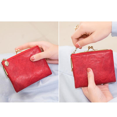 Multifunctional Bifold Vintage Kiss Lock Coin Purse