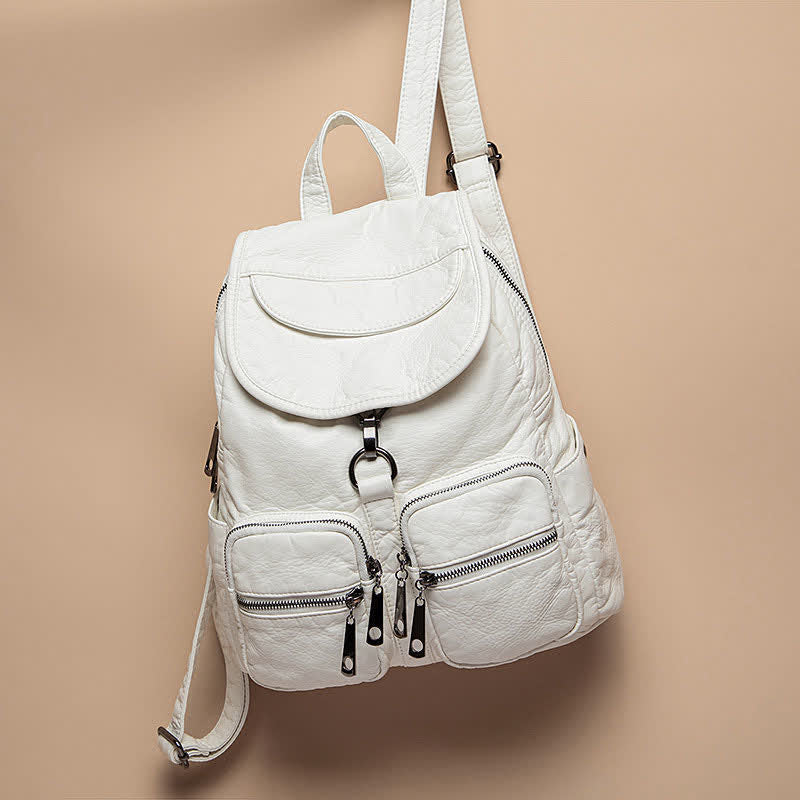 Soft Leather Travel Backpack Small Waterproof Casual Daypack Backpacks for Women