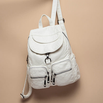 Soft Leather Travel Backpack Small Waterproof Casual Daypack Backpacks for Women