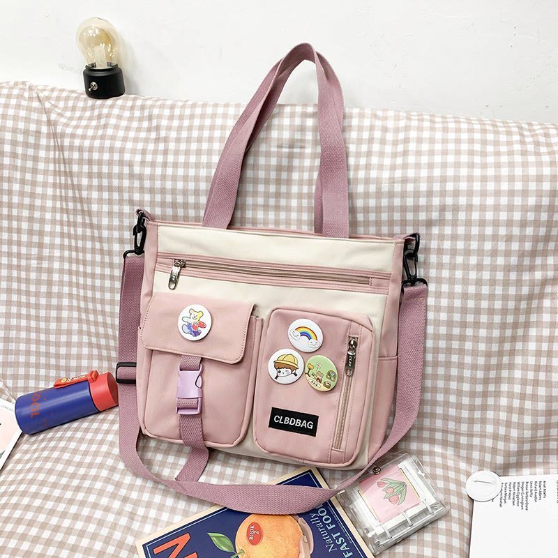 Tote Bag For Students Large Capacity Zipper Nylon Crossbody Bag