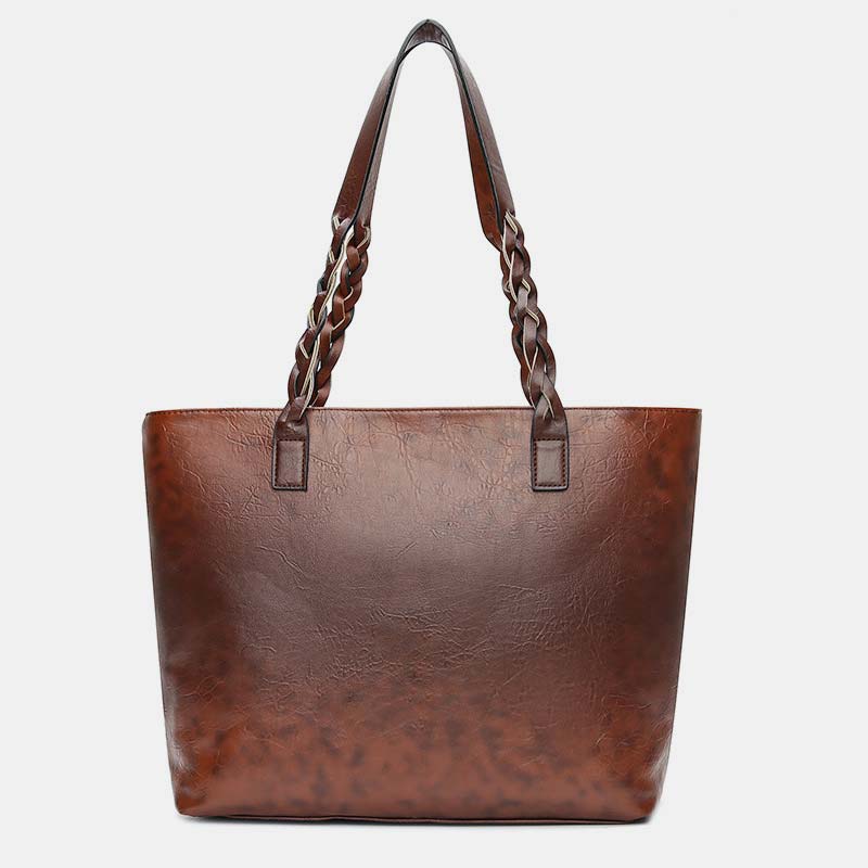 Large Capacity Business Office Handbag Women's Soft PU Tassel Tote Shoulder Bag
