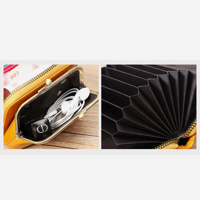 Genuine Leather Coin Purse Pouch Wallet Change Purse with Detachable Pocket