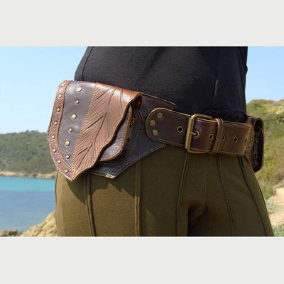 Medieval Waist Bag For Women Cosplay Leather Utility Hip Bag