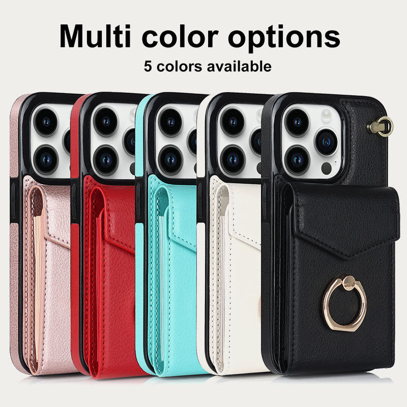 Wallet Phone Case for iPhone Casual Leather Buckle Card Holder