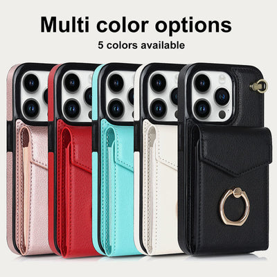 Wallet Phone Case for iPhone Casual Leather Buckle Card Holder