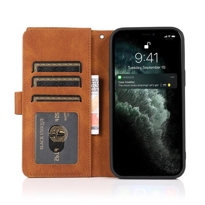 Wallet Case for iPhone Samsung Durable Flip Lanyard Strap Wristlet Zipper Card Holder