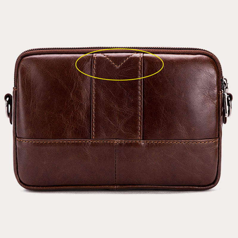 Leather Waist Bag For Men Retro Multifunctional Crossbody Phone Bag