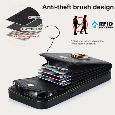 Wallet Phone Case for iPhone Casual Leather Buckle Card Holder