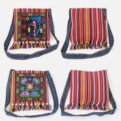 Folk Custom Shoulder Bag Women Vintage Embroidery Canvas Crossbody Bag