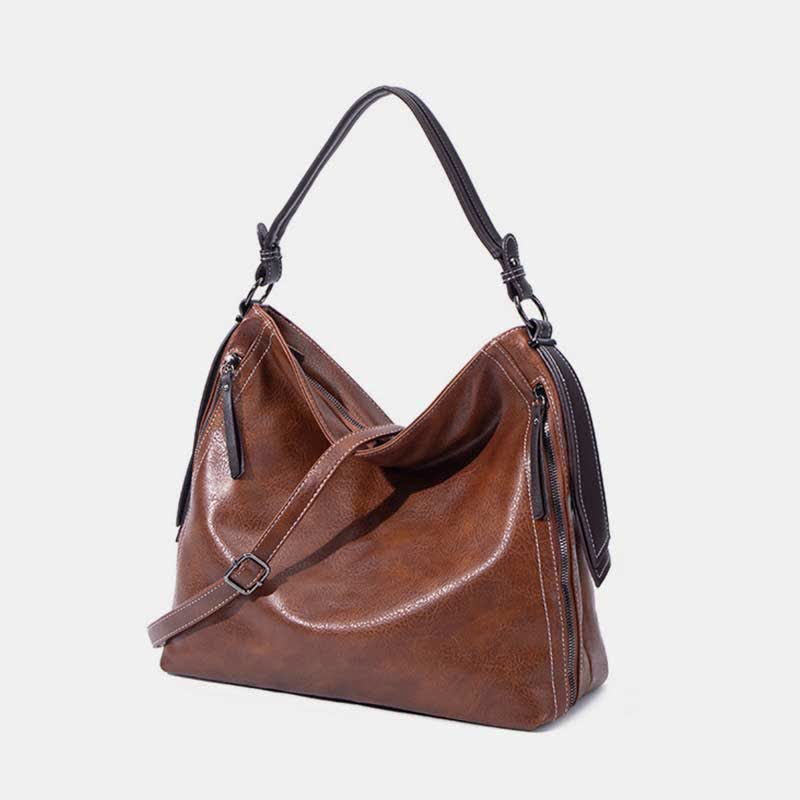 Retro Handbag for Women Large Designer Ladies Hobo Bag Leather Bucket Purse