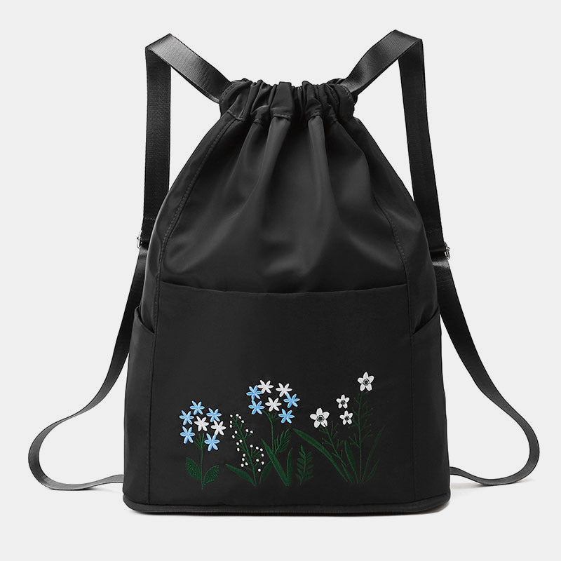 Large Capacity Waterproof Foldable Floral Embroidery Fitness Travel Backpack