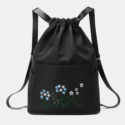 Large Capacity Waterproof Foldable Floral Embroidery Fitness Travel Backpack