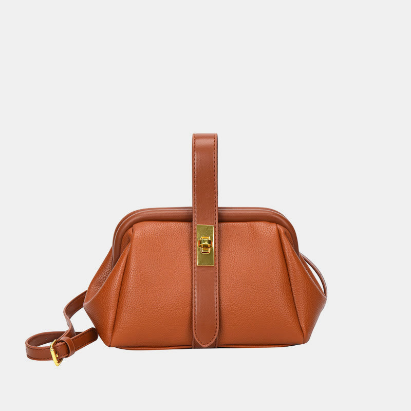 Buckle Phone Bag For Women Elegant Leather Handbag Crossbody Bag