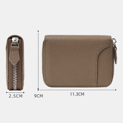 RFID Blocking Small Compact Zip Around Wallet Genuine Leather Coin Purse
