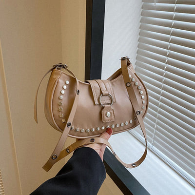 Rivet Crossbody Bag For Ladies Minimalist Punk Classic Purse