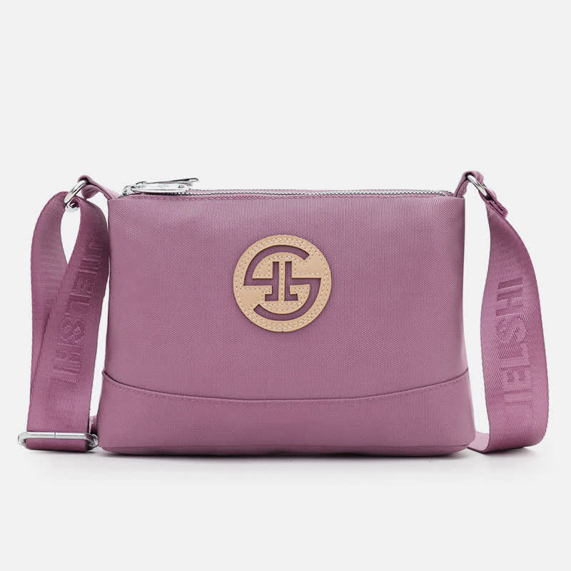 Triple Zip Small Crossbody Bag Lightweight Waterproof Nylon Handbag for Women