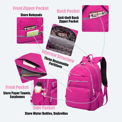 Waterproof Nylon Backpack Lightweight Sports Travel Daypack Multi-Color Optionals