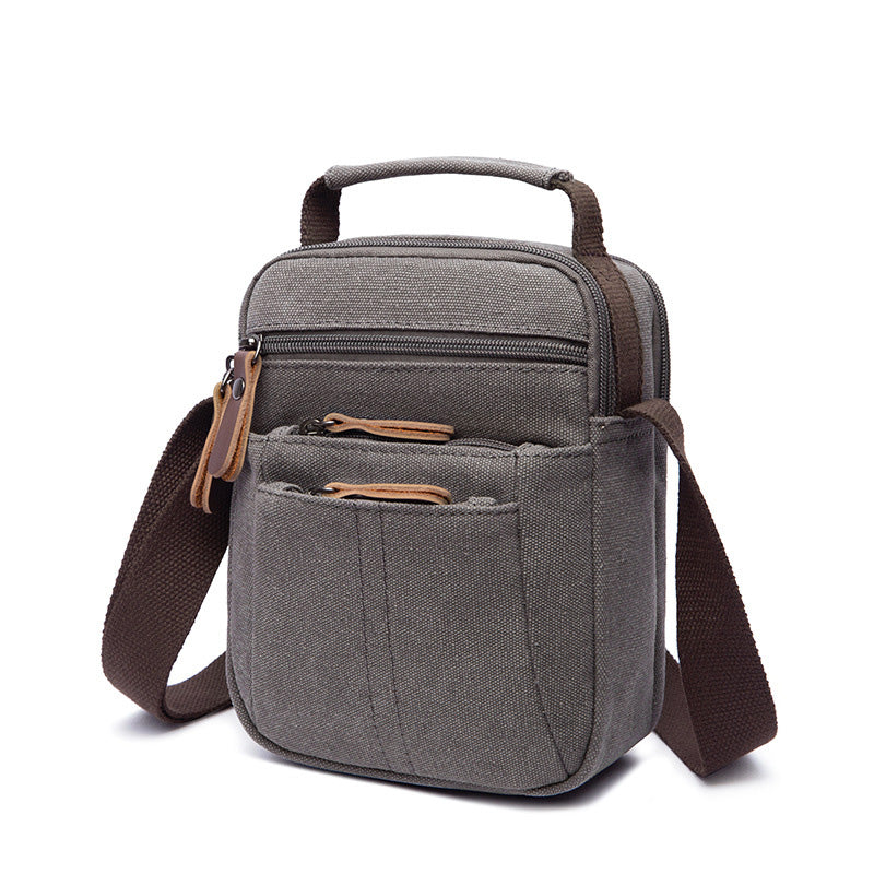 Vintage Multi-Carry Small Canvas Cross Body Purse Casual Shoulder Bag for Men