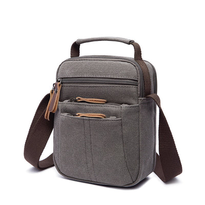 Vintage Multi-Carry Small Canvas Cross Body Purse Casual Shoulder Bag for Men