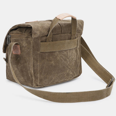 Retro Waxed Canvas Camera Bag DSLR SLR Padded Crossbody Shoulder Bag