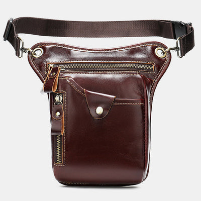 Genuine Leather Retro Waist Bag Thigh Bag with Leg Strap