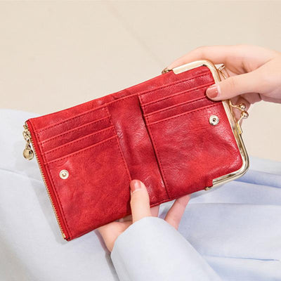 Multifunctional Bifold Vintage Kiss Lock Coin Purse