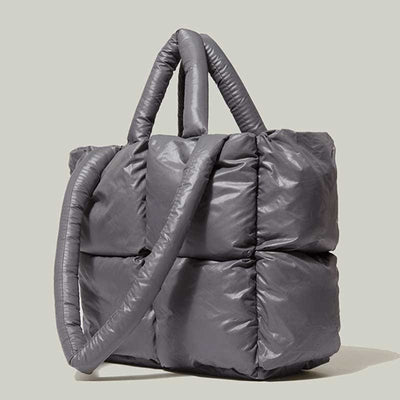 Women Large Capacity Quilted Puffer Tote Bag Soft Padded Down Handbag