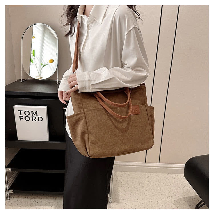 Simple Tote Bag For Women Daily Portable Canvas Crossbody Bag