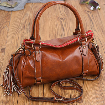 Top-Handle Satchel Handbag for Women Leather Tote Shoulder Bag with Crossbody Strap