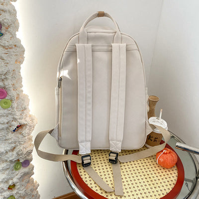 Backpack for Women Minimalist Plain Color Nylon Outdoor School Daypack