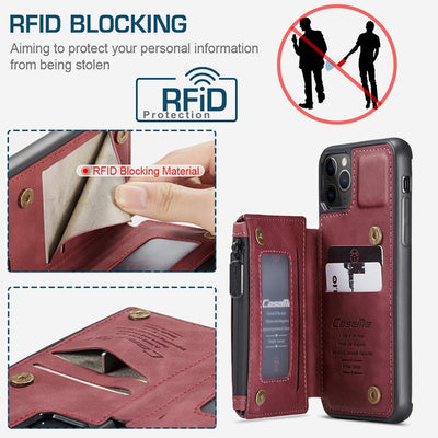 2 IN 1 Anti-theft RFID Phone Bag Wallet Smartphone Case Compatible with iPhone