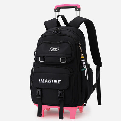 Girls Rolling Backpack For School Waterproof Nylon Wheels Purse