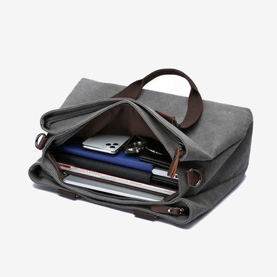 Triple Compartment Canvas Totes Handbag Multifunction Casual Crossbody Shoulder Purse