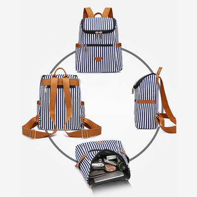 Large Capacity Anti-theft College Style Stripe Backpack
