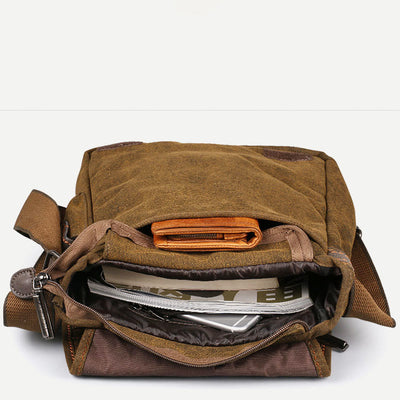 Messenger Bag For Men Vintage Thicken Canvas Large Capacity Crossbody Bag
