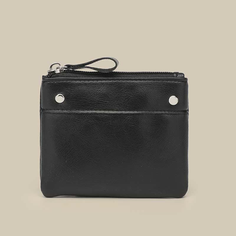 Retro Leather Coin Pouch Change Holder for Women Mini Zipper Wallet