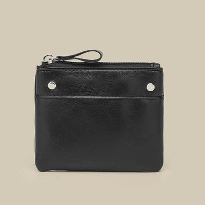 Retro Leather Coin Pouch Change Holder for Women Mini Zipper Wallet