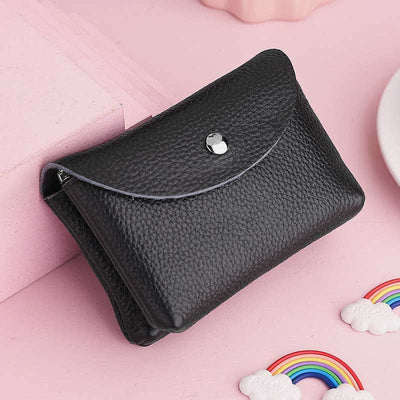 Genuine Leather Coin Purse Mini Wallet Card Holder with Zipper Pocket