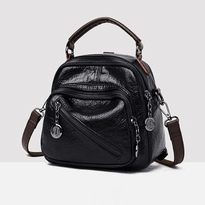 Multi-function Soft Faux Leather Shoulder Bag Convertible Backpack Purse