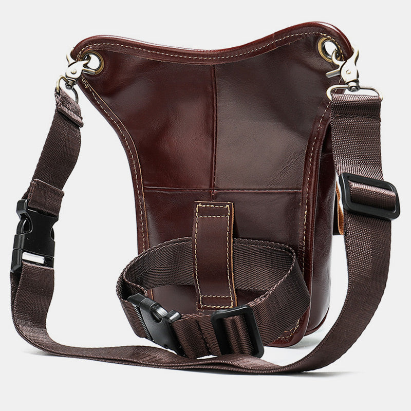 Genuine Leather Retro Waist Bag Thigh Bag with Leg Strap