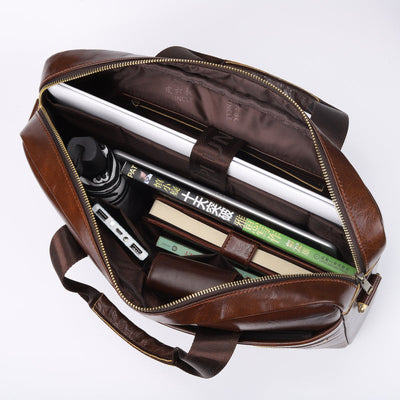 Genuine Leather Large Capacity Retro Briefcase
