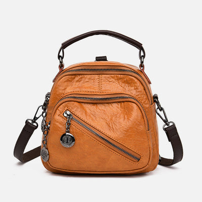 Multi-function Soft Faux Leather Shoulder Bag Convertible Backpack Purse