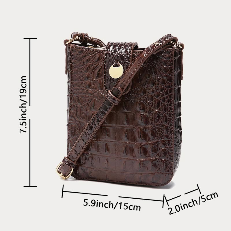 Crossbody Bag For Women Retro Crocodile Pattern Phone Bag