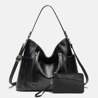 Tote Handbags Set Women Leather Hobo Shoulder Bag with Small Clutch
