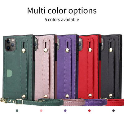 Compatible with iPhone 11/12/13/14 Phone Case Card Holder with Crossbody Strap