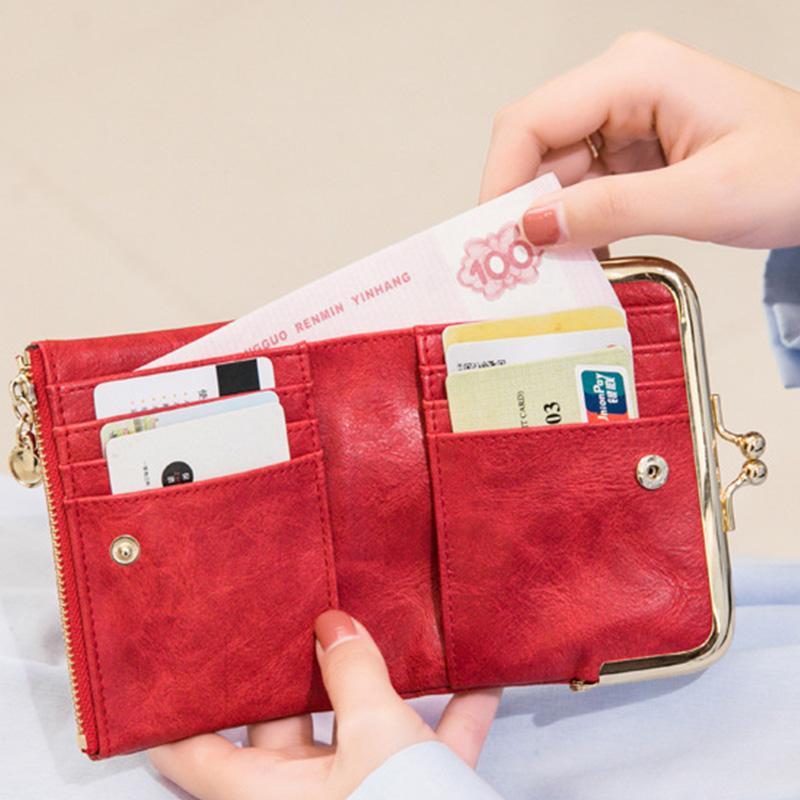 Multifunctional Bifold Vintage Kiss Lock Coin Purse