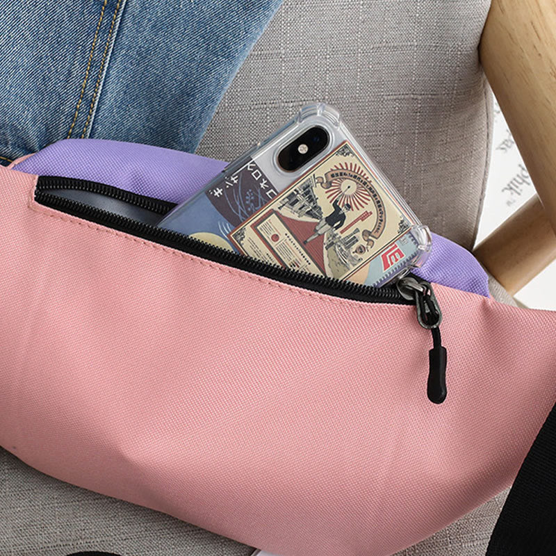 Contrast Color Crossbody Waist Bag Girls Cool Canvas Chest Purse