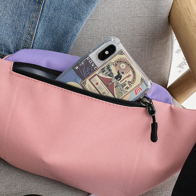 Contrast Color Crossbody Waist Bag Girls Cool Canvas Chest Purse