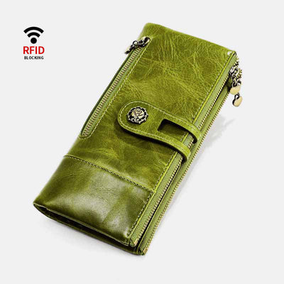 RFID Blocking Large Capacity Genuine Leather Vintage Wallet