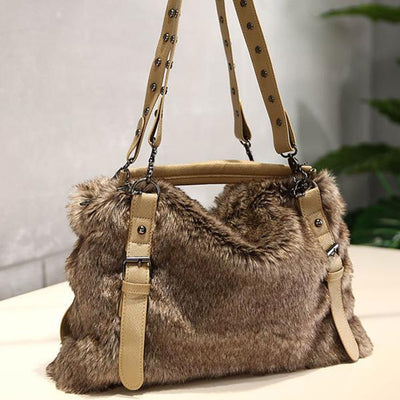 Women's Plush Elegant Shoulder Bag Tote Handbag